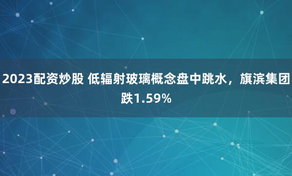 2023配资炒股 低辐射玻璃概念盘中跳水，旗滨集团跌1.59%