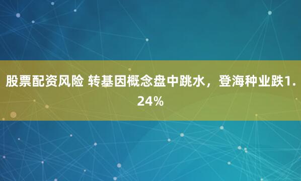 股票配资风险 转基因概念盘中跳水，登海种业跌1.24%
