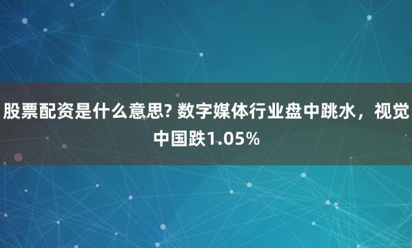 股票配资是什么意思? 数字媒体行业盘中跳水，视觉中国跌1.05%